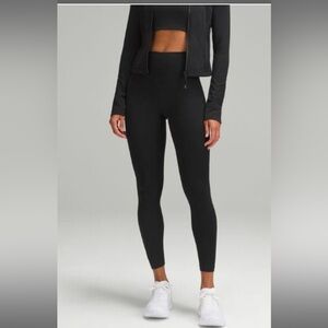 Lululemon Breezethrough black leggings, no front seam, black size 6, 25 leng.